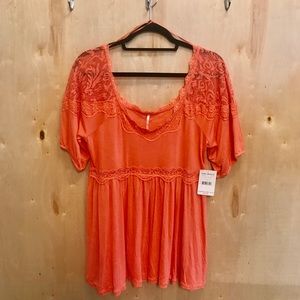 Free People Coral Blouse, Size L, new with tags!